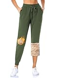 MOVE BEYOND Gefütterte Jogginghose Damen Warm Thermo Fleecehose Winter Verdickte Kuschelhose mit 2 Taschen Sherpa-Innenfutter Kordelzug Sweathose, Grün, XXL