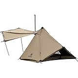 OneTigris Conifer Tipi Zelt mit Schneerock Zelt wasserdicht 1 Person für Zeltofen 4 Jahreszeiten Camping-Kojote Braun(Tetoron Baumwolle)