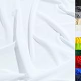 TOLKO weißer leichter Sommer Stoff Meterware für Rock Bluse Deko | halb transparent weich fallend | Dekostoff für Gardine Vorhang Hochzeit Stoffe zum Nähen Meterware
