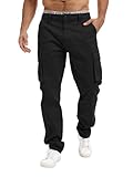 Breampot Herren Cargohose Baumwolle Chino Hosen Freizeit Outdoorhose Arbeitshose Stilvolle Pants(Schwarz, X-Large)