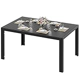 LIFERUN Wetterfest Gartentisch Groß, 140x90x75 cm Aluminium Terrassentisch mit WPC Tischplatte, Rechteckiger Esstisch Outdoor für 6 Personen, Stabiler Garten Terrasse o Balkon Tisch, Schwarz