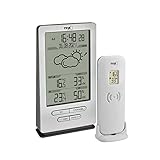 TFA Dostmann Funk Wetterstation Xena, 35.1162.54, mit Außensensor, Innen und Außentemperatur messen, mit Wettervorhersage, inkl Funkuhr, Luftfeuchtigkeit, batteriebetrieben, silber