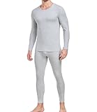 wirarpa Thermounterwäsche Herren Set Baumwolle Leichtgewic Thermowäsche Set Weich Thermounterhemd Thermounterhose Langarmes Unterhemd & Lange Unterhose Grau Größe M