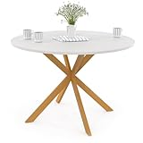IDMarket - Runder Esstisch Gisele 6 Personen Spinnenbein Holzplatte weiß 110 cm