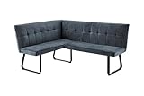 byLIVING Eckbank TALEA/Webstoffbezug in dunkelgrau, Gestell in schwarz/Große Eckbank L-Form, Langer Schenkel rechts, komfortable Nosaqfederung/Sitzbank/Essbank/Maße: 128 x 168, H 93,5 cm
