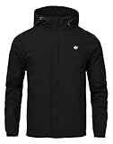 Huayuzh Jacke Herren Softshelljacke Wasserdichte Atmungsaktiv Winddichte Regenjacke Leichte mit Kapuze Laufen Wandern Schwarz XL