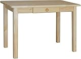 k koma Esstisch mit Schublade Küchentisch Speisetisch Tisch Kiefer massiv Restaurant (80 x 120 cm)