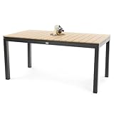 di volio Gartentisch Drena - mit Verstellbarer Beinhöhe, 160x210 cm, Gartentisch - wetterfest & ausziehbar, aus Aluminium, Holzoptik (Beige)