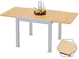 Devoko Aluminium Ausziehbarer Gartentisch, Wetterfest 80-160x80x75cm Outdoor Esstisch für 4-6 Personen mit Sonnenschutz, Leicht zu Reinigen, Original Holzfarbe