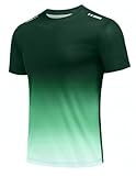 PINSPARK Sport Tshirts Herren Gym Shirt Funktionsshirt Kurzarm Sportshirt Schnelltrocknend Trainingsshirt Atmungsaktiv Laufshirt Farbverlauf Fitness Running Tops Grün L