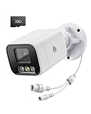 AKINGUAR 4K 8MP PoE Überwachungskamera Aussen, IP Kamera Außen mit 32-GB-Speicherkarte, Personen-/Fahrzeugerkennung, 100ft Farb-Nachtsicht, 2-Wege-Audio, Spotlight-Alarm, IP66