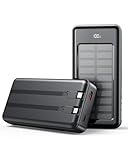 Solar Powerbank 27000mAh, Power Bank mit 2 Kabeln, 22,5W Schnelllade Powerbank Tragbares Ladegerät geeignet für Smartphones