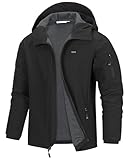 33,000ft Jacke Herren Wasserdichte Atmungsaktiv Softshelljacke - Übergangsjacke Winddichte Regenjacke Wanderjacke mit Kapuze Schwarz M