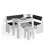 Livinity Eckbankgruppe Tiberio, Weiß, 150 x 120 cm mit Tisch