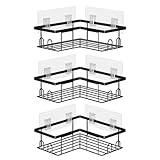 UUlioyer Duschablage Ohne Bohren Ecke, Wasserdichter und Rostfreier Duschregal, 3 Stück Badezimmer Regal Organizer, Shampoo Duschgel Halterung für Dusche, Schwarz (3 Stück Duschablage Ecke)