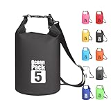 MORAINJAY 5L Wasserdichter Beutel, Schwarz Dry Bag 2L/5L/10L/15L/20L/25L/30L mit Verstellbarem Gurt, Schützt Telefon/Karte, Roll Top Wasserdichter Beutel Rucksack für Schwimmen/Rafting/Bootfahren