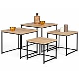 IDMarket - Set aus 4 Couchtischen Detroit 35/40/45/50 im Industriedesign