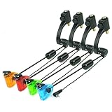 Hirisi Tackle Karpfenangeln Swinger, 4 Farben,Led Lichter, Swinger Bissanzeiger AngelzubehöR, Einstellbare ElastizitäT, 2 Stufen，Mit Schnellkupplung (FBA-B2045-MIX)