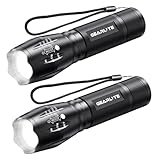 GEARLITE LED Taschenlampe Batteriebetrieben 2 Stücke, 2000 Lumen Extrem Hell Mit 5 Modi, IP65 Wasserdicht für Kinder, Camping, Wandern, Outdoor, Notfall