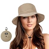 Durio Fischerhut Damen Sonnenhut Regenhut Damen Wasserdicht Herren Anglerhut Bucket Hat Faltbar Tragbar Outdoor Sommerhut Khaki