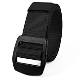 AHLPO Arbeitsgürtel Herren, 3,8cm Taktischer Gürtel Nylon Canvas Belt Outdoor Stoff Gürtel für Damen und Herren, Verstellbarer Stoffgürtel Schnellverschluss Taktikgürtel Keine Metallschnalle (Schwarz)