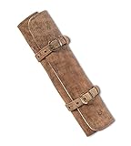 Angus Stoke Messertasche Leder für Köche - Echt-Leder Kochmesserrolle groß – Messer Tasche Kochmesser verschliessbar -Kochtasche Sam (Braun-Antik)