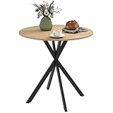 HOMCOM Runder Esstisch Ø80cm Esszimmertisch im Industriestil mit Stahlbeinen, Küchentisch für Esszimmer, Küche, Homeoffice, Weiße Eiche