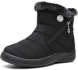 Gaatpot Damen Winterstiefel Wasserdicht Warm gefütterte Schneestiefel Winterschuhe Winter Kurzschaft Stiefel Boots Schuhe Schwarz 40