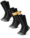 TANSTC Merino Socken Herren 43-46 Dicke Wollsocken Damen Professionell Wandersocken Sportsocken Warme Socken Winter Wandersocken Thermosocken Outdoor Wintersocken Kuschelsocken, Schwarz 3 Paar L