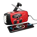 Ouitble Notfall-Solarradio Solar Kurbelradio mit LED-Taschenlampe, AM/FM/NOAA Handkurbel Notfallradio mit 1200mAh Powerbank für Wandern Outdoor Camping