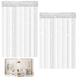 DAWRIS 2 Stück Fadenvorhang Set, 100 X 200 cm Fadenvorhang Glitzer Weiss Fliegenvorhang Balkontür Kürzbar Türvorhang Fransenvorhang für Hochzeit, Café, Restaurant, Türen, Fenster