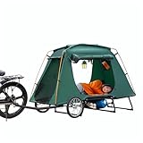 Jagahaha Elektro Fahrradanhänger Zelt, Faltbarer, wasserdichter Fahrradwohnwagen mit 16 Zoll Geländerädern, PU2000mm, schneller Aufbau in 2 Minuten, erhöhtes Schlafen mit Moskitonetz, Perfekt E-Bike