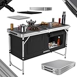 24MOVE® Campingküche Praia faltbar, höhenverstellbarer Campingschrank Alu Reiseküche mit Arbeitsplatte und Staufächern, Outdoor Camping, tragbar