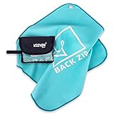KEENON SPORTS Microfaser-Handtuch inklusive Netztasche – kompatibel Karabiner – Wandern, Mountainbiken, Schitouren, Reisen – schnell trocknend – saugstark – platzsparend