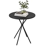 Outsunny Gartentisch Ø60 x 70 cm, Wetterfest Balkontisch aus Stahl, Runder Esstisch mit Fußpolster Outdoor Campingtisch Beistelltisch, Terrassentisch für Garten Terrasse Balkon Schwarz