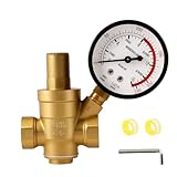 Druckminderer Wasser 1/2 Zoll DN15 mit Manometer,Wasserdruckminderer,Wasserdruckregler Aus Messing,Wasser üBerdruckventil für Regulierung des Wasserdrucks
