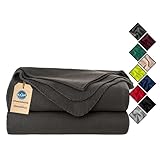 HLKauf Fleecedecke 150x200 cm Kuscheldecke flauschig, knitterarme und atmungsaktive Couchdecke HLKauf-Block (Anthrazit & HLKauf-Block)