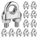 Kayqbonke 12 Stück M6 Drahtseilklemme, 304 Edelstahl Seilklemme, DIN 741 Seilklemmen 6mm, Seilklemmen für Befestigungvon Seilen, Aufhängung Von Sonnensegeln, Wäscheleinen, Bannern