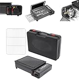 2-in-1 Campingkocher Gasgrill Inkl. Grillset + Alu-Koffer (3,2kg) - Tragbarer 3kW Multifunktionsgrill mit Piezo-Zündung & Sicherheitsventil für Outdoor/Camping/Balkon, (41.5 * 28 * 11cm)