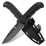 PUMA TEC – Survival D2 Knife – Black-Blade – Feststehendes Full-Tang-Outdoormesser – D2-Stahl (60 HRC) mit edlem Satin-Finish & G10-Griff – inkl. passender Kydex-Scheide mit Steel-Clips