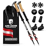ALPIN LOACKER Teleskop Wanderstöcke Aluminium mit Korkgriff I Leichte Nordic Walking Stöcke Damen und Herren für Skifahren und Wandern I Trekkingstöcke für Bergsport, rot