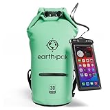 Earth Pak Dry Bag – Wasserdichter Packsack mit Reißverschluss Tasche, Schultergurt und wasserfester Handyhülle – Ideal beim Kajak Fahren, Camping, Angeln, Bootfahren und Rafting (Meerschaumgrün, 10L)
