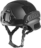 Lishuyeh Airsoft Helm Mich 2000 ACH Taktischer Helm mit Gehörschutz, vorderer NVG-Halterung und Seitenschiene für Paintball Outdoor-Sportarten Jagd Schießen (Schwarz)