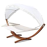 Vigevee Hängematte Outdoor, Hängematte mit Gestell, Hängesessel Outdoor mit Gestell für 2 Personen, Belastbarkeit 200kg, Hängemattengestell Holz, Hängematten mit Dach für Garten, Terrasse, Pool
