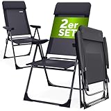 Casaria Gartenstühle 2er Set Klappbar 6-Fach Verstellbar Alu mit hoher Rückenlehne Faltbar Balkon Campingstuhl Klappstuhl Hochlehner
