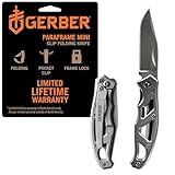 Gerber Taschenklappmesser mit glatter Klinge und Taschenclip, Klingenlänge: 5,6 cm, Paraframe Mini Folding Clip Knife, Edelstahl, 22-48485