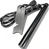 Newaner Feuerstahl XXL Feuerstarter aus Flintstahl, Magnesium feuerstarter mit Paracord, Stahlschabermit Skalamit Flaschenöffner, für Camping, Outdoor und Survival(1 Pack)