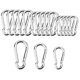 wonkeken 18 Stück Karabiner Set DREI Größen von Karbonstahlschnallen, Karabinern und verzinkten Bergsteigerhaken, 4 x 40mm 6 x 60mm 8 x 80mm Geeignet für Rucksacktouren, Hundetrekking und Camping