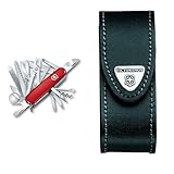 Victorinox Schweizer Taschenmesser gross Swiss Champ & Drehclip-Gürteletui, Taschenmesser Etui, Messertasche für Gürtel, Leder, schwarz
