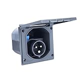 as - Schwabe Camping CEE-Caravan-Einspeisungsstecker - 230V/16A/3-polig - Flanschmaß 110 x 104 mm - Anbaustecker für Wohnwagen - mit Klappdeckel - IP44 - Made in Germany - Anthrazitgrau, 61492